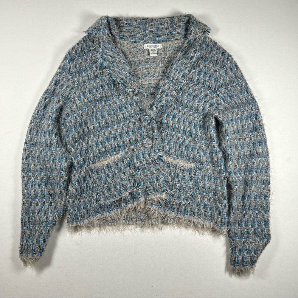 Vintage Belvedere Wool Blend Knit Cardigan Sweater XL Woman’s Shawl Collar Italy